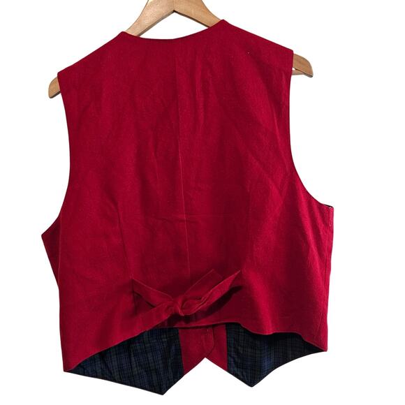 Vintage Karen Scott Christmas Vest Women Large Red Plants Y2K Preppy Granny Bows - Picture 2 of 10